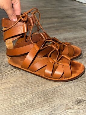Polo Ralph Lauren Brown Leather Lace-Up Gladiator Sandals Women’s Size 6-6.5